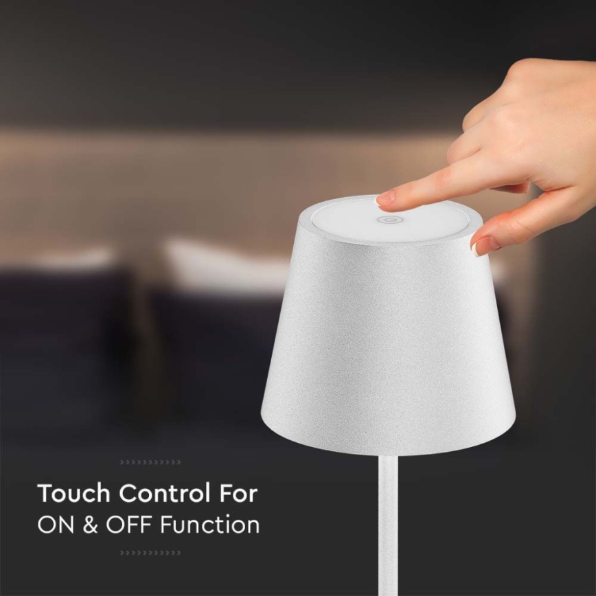 LED Prigušiva punjiva podna lampa 3u1 LED/4W/5V 4400 mAh 3000K IP54 bela