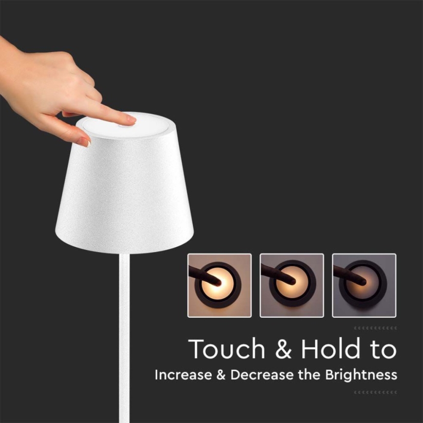 LED Prigušiva punjiva podna lampa 3u1 LED/4W/5V 4400 mAh 3000K IP54 bela