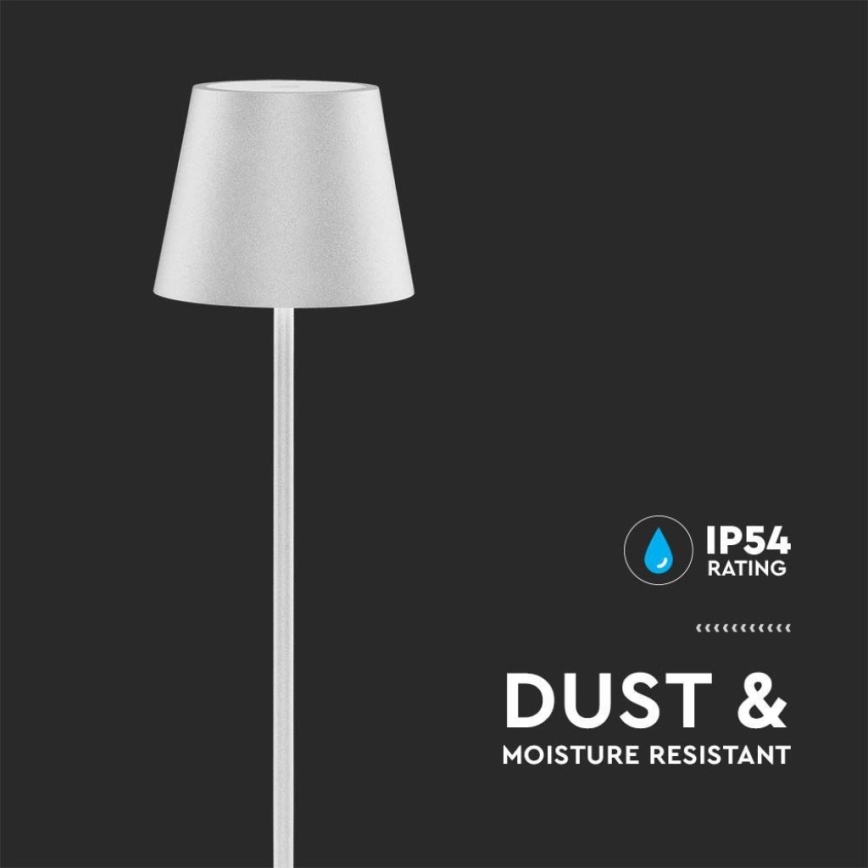 LED Prigušiva punjiva podna lampa 3u1 LED/4W/5V 4400 mAh 3000K IP54 bela
