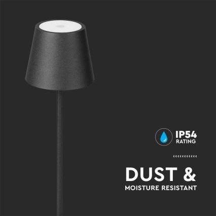 LED Prigušiva punjiva podna lampa 3u1 LED/4W/5V 4400 mAh 3000K IP54 crno