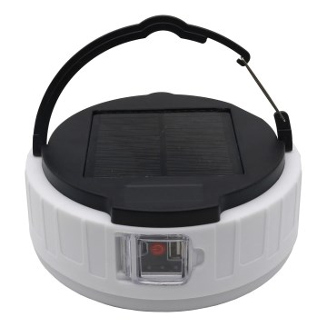 LED Prigušiva punjiva solarna lampa sa funkcijom powerbank-a K3 LED/2W/5,5V 6500K IPX4 1200 mAh crno/bela