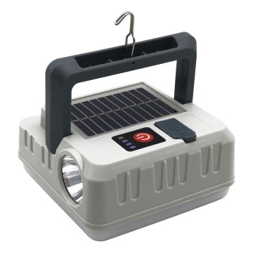 LED Prigušiva punjiva solarna lampa sa funkcijom powerbank-a LED/1W/5,5V 8000K IPX4 1200 mAh sivo