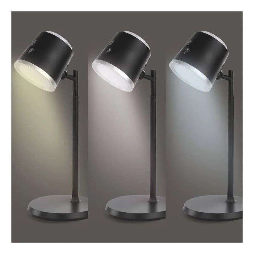 LED Prigušiva punjiva stona lampa 4u1 LED/6W/3,7V 3000K/4000K/6500K 1500mAh crno