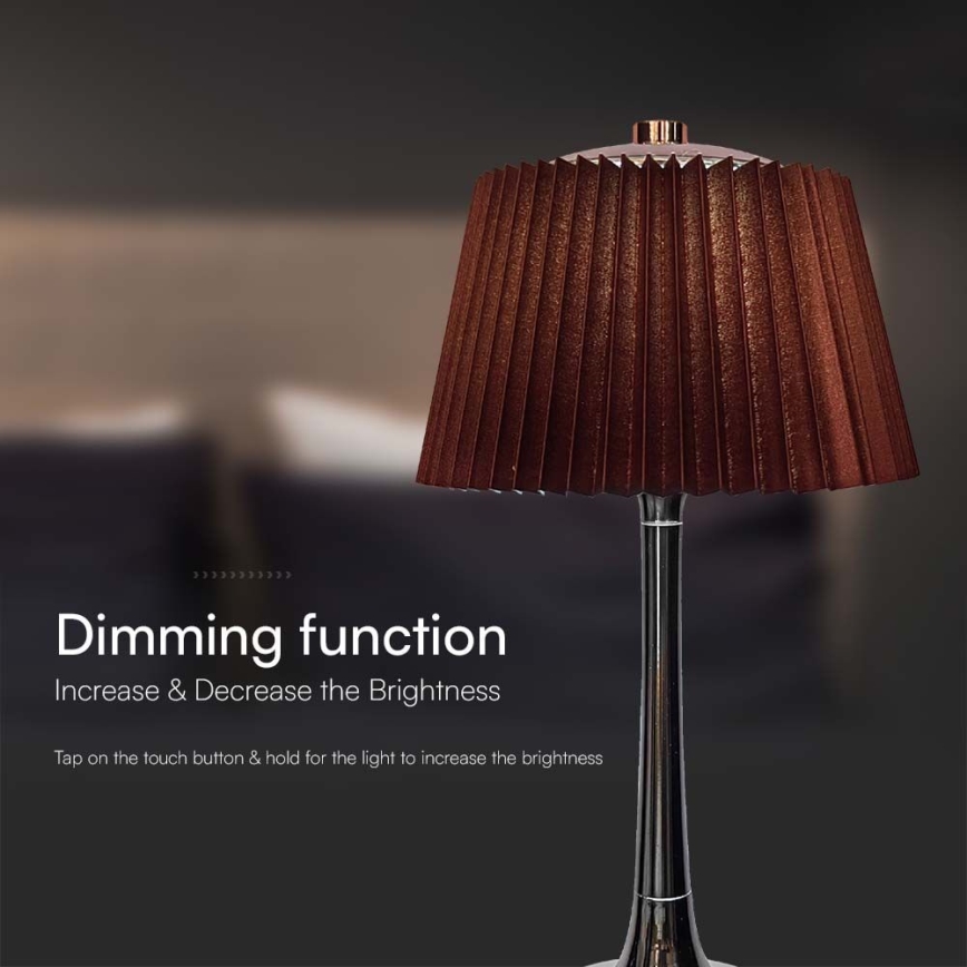 LED Prigušiva punjiva dodirna stona lampa LED/1,5W/5V 3000/4000/6000K 1800 mAh braon