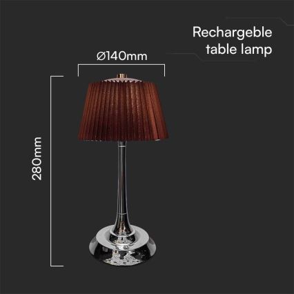 LED Prigušiva punjiva dodirna stona lampa LED/1,5W/5V 3000/4000/6000K 1800 mAh braon