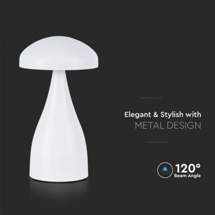 LED Prigušiva punjiva stona lampa na dodir LED/1W/5V 3000-6000K 1800 mAh bela