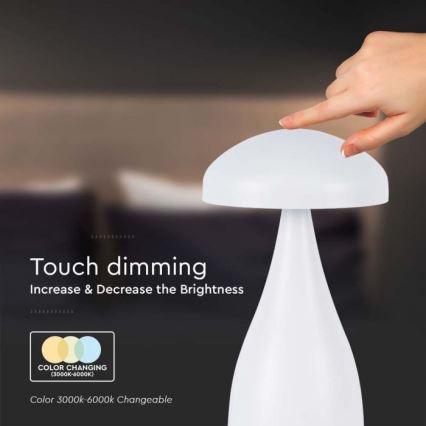 LED Prigušiva punjiva stona lampa na dodir LED/1W/5V 3000-6000K 1800 mAh bela