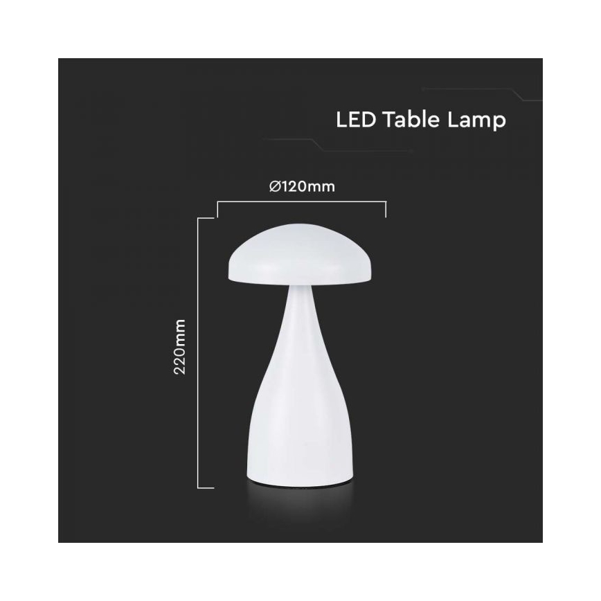 LED Prigušiva punjiva stona lampa na dodir LED/1W/5V 3000-6000K 1800 mAh bela