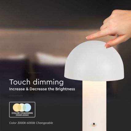 LED Prigušiva punjiva stona lampa na dodir LED/1W/5V 3000-6000K 1800 mAh bela