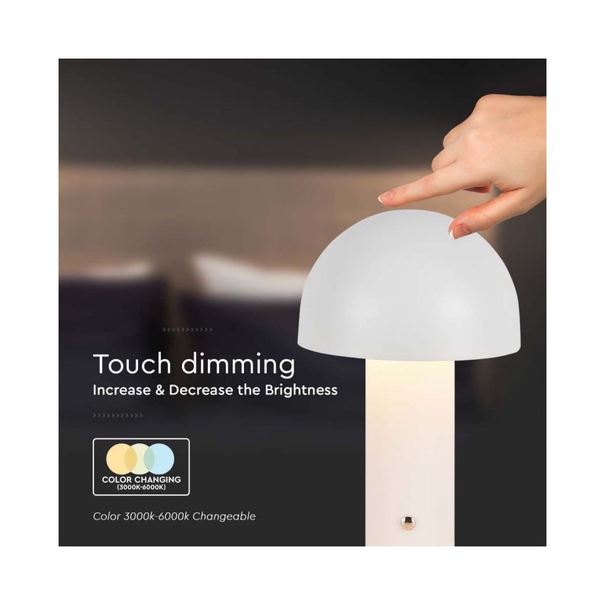 LED Prigušiva punjiva stona lampa na dodir LED/1W/5V 3000-6000K 1800 mAh bela