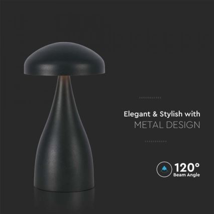 LED Prigušiva punjiva stona lampa na dodir LED/1W/5V 3000-6000K 1800 mAh crno