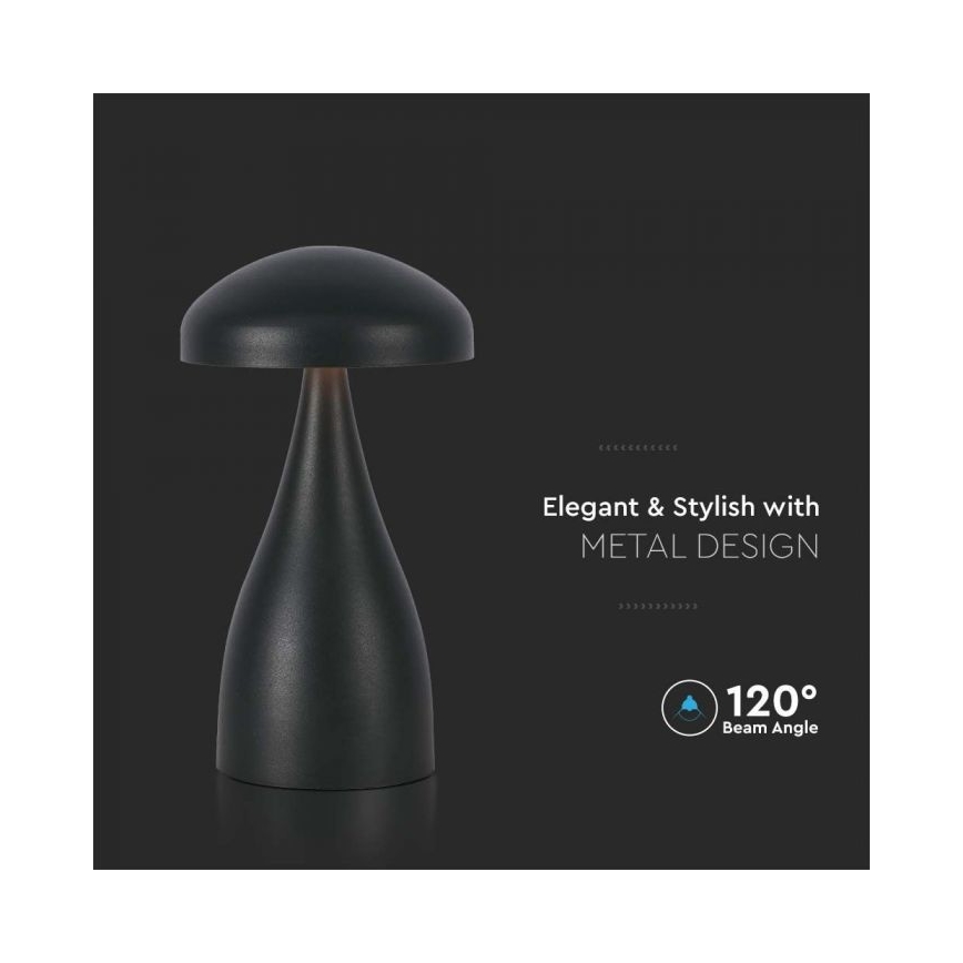 LED Prigušiva punjiva stona lampa na dodir LED/1W/5V 3000-6000K 1800 mAh crno
