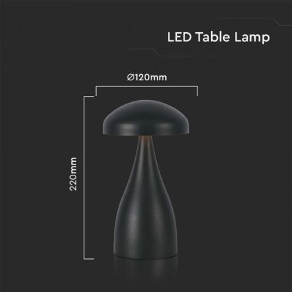 LED Prigušiva punjiva stona lampa na dodir LED/1W/5V 3000-6000K 1800 mAh crno