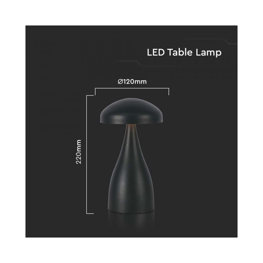 LED Prigušiva punjiva stona lampa na dodir LED/1W/5V 3000-6000K 1800 mAh crno