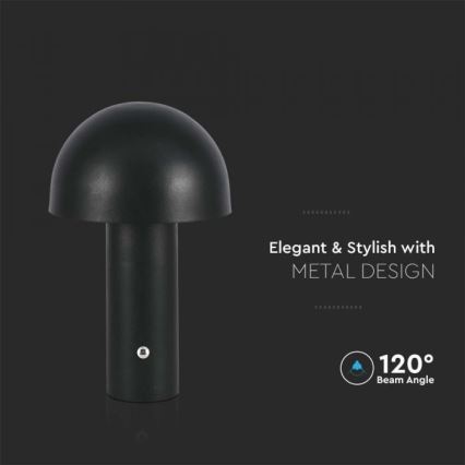 LED Prigušiva punjiva stona lampa na dodir LED/1W/5V 3000-6000K 1800 mAh crno