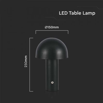 LED Prigušiva punjiva stona lampa na dodir LED/1W/5V 3000-6000K 1800 mAh crno