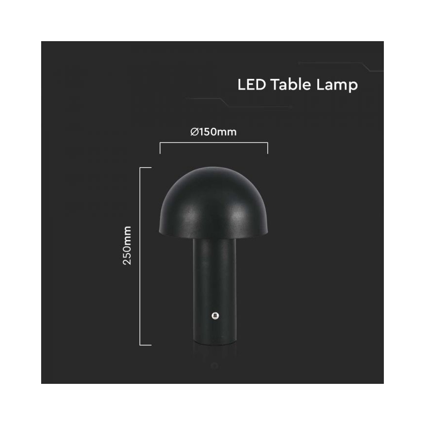 LED Prigušiva punjiva stona lampa na dodir LED/1W/5V 3000-6000K 1800 mAh crno