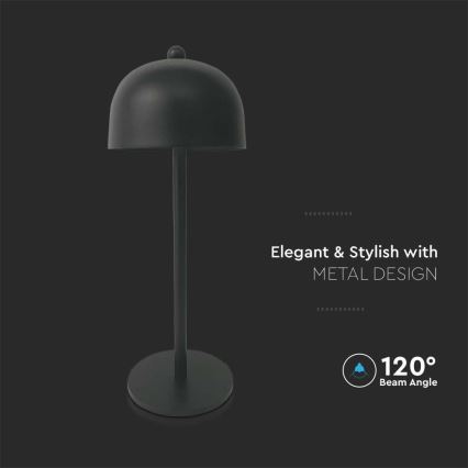 LED Prigušiva punjiva stona lampa na dodir LED/1W/5V 3000-6000K 1800 mAh crno