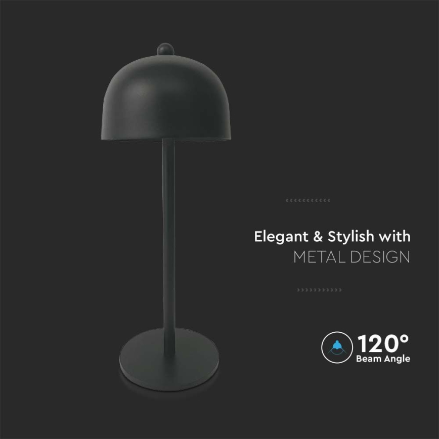 LED Prigušiva punjiva stona lampa na dodir LED/1W/5V 3000-6000K 1800 mAh crno