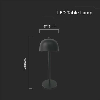 LED Prigušiva punjiva stona lampa na dodir LED/1W/5V 3000-6000K 1800 mAh crno