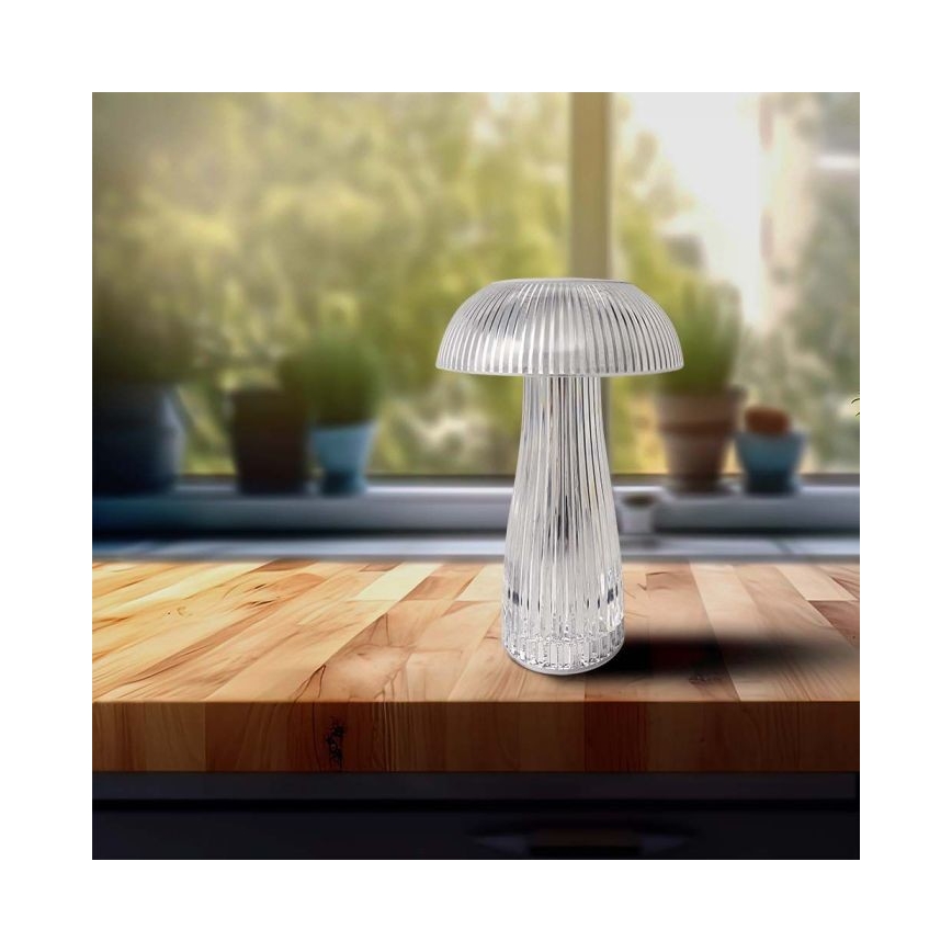LED Prigušiva punjiva stona lampa na dodir LED/1W/5V 3000-6000K 1800 mAh prozirna