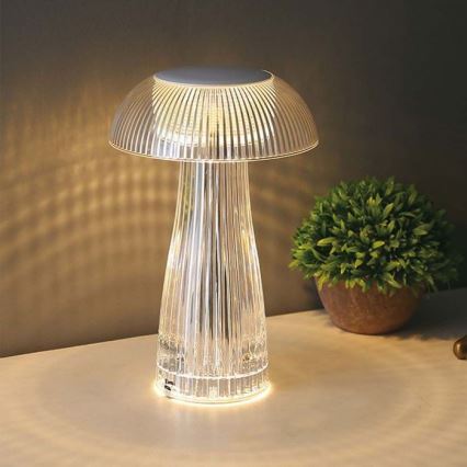 LED Prigušiva punjiva stona lampa na dodir LED/1W/5V 3000-6000K 1800 mAh prozirna