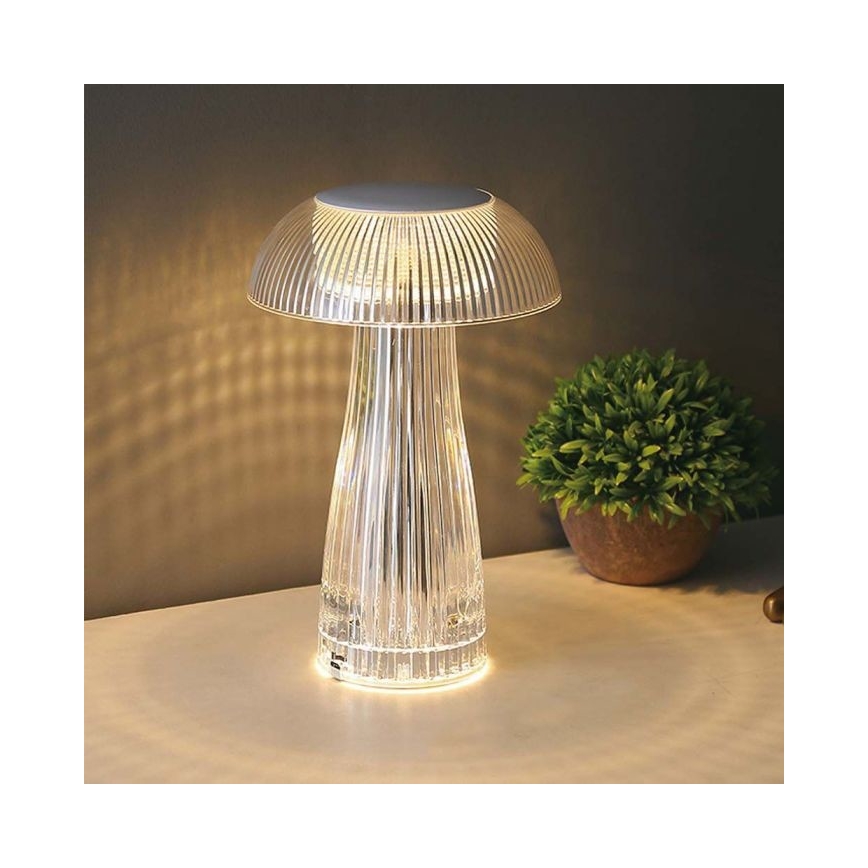 LED Prigušiva punjiva stona lampa na dodir LED/1W/5V 3000-6000K 1800 mAh prozirna