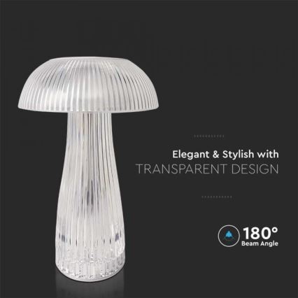 LED Prigušiva punjiva stona lampa na dodir LED/1W/5V 3000-6000K 1800 mAh prozirna
