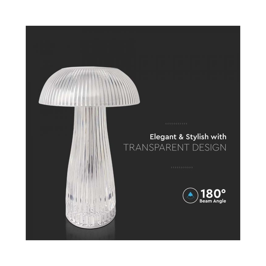 LED Prigušiva punjiva stona lampa na dodir LED/1W/5V 3000-6000K 1800 mAh prozirna