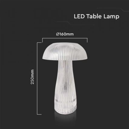 LED Prigušiva punjiva stona lampa na dodir LED/1W/5V 3000-6000K 1800 mAh prozirna