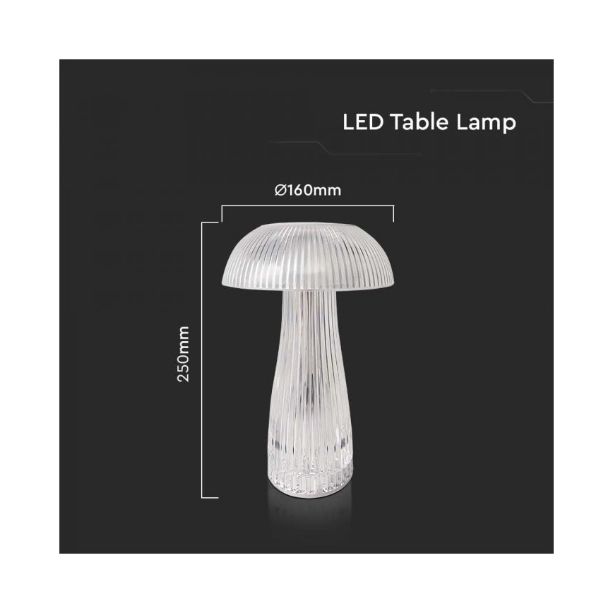 LED Prigušiva punjiva stona lampa na dodir LED/1W/5V 3000-6000K 1800 mAh prozirna