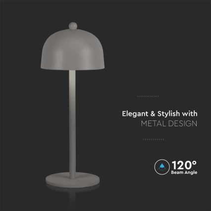 Punjiva LED stona lampa na dodir sa prigušivačem LED/1W/5V 3000-6000K 1800 mAh siva