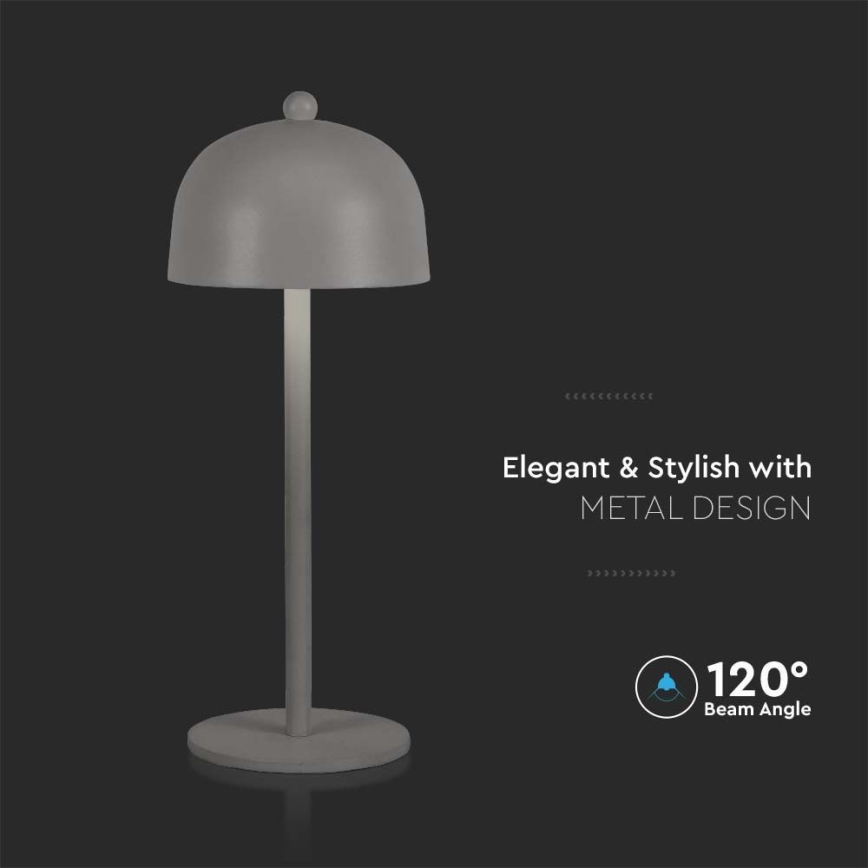 LED Prigušiva punjiva stona lampa na dodir LED/1W/5V 3000-6000K 1800 mAh sivo