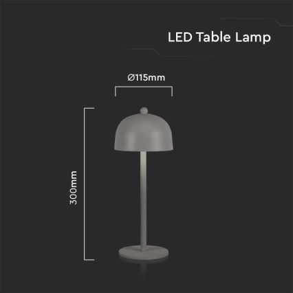 LED Prigušiva punjiva stona lampa na dodir LED/1W/5V 3000-6000K 1800 mAh sivo