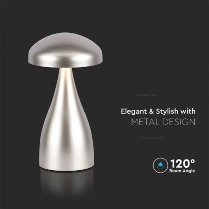 LED Prigušiva punjiva stona lampa na dodir LED/1W/5V 3000-6000K 1800 mAh srebrno