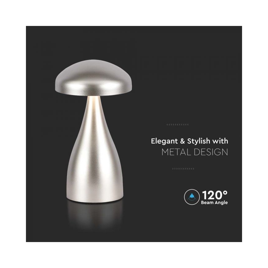 LED Prigušiva punjiva stona lampa na dodir LED/1W/5V 3000-6000K 1800 mAh srebrno