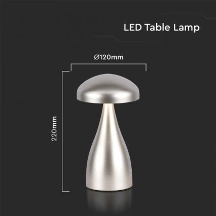 LED Prigušiva punjiva stona lampa na dodir LED/1W/5V 3000-6000K 1800 mAh srebrno