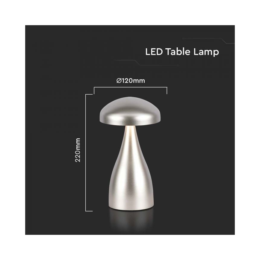 LED Prigušiva punjiva stona lampa na dodir LED/1W/5V 3000-6000K 1800 mAh srebrno