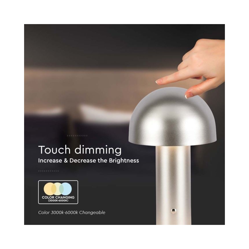 LED Prigušiva punjiva stona lampa na dodir LED/1W/5V 3000-6000K 1800 mAh zlatna