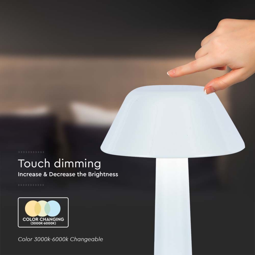 LED Prigušiva punjiva dodirna stona lampa LED/1W/5V 3000-6000K 1800 mAh bela