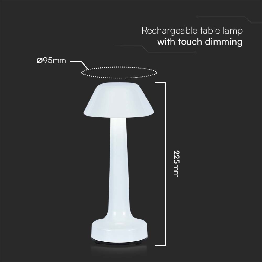 LED Prigušiva punjiva dodirna stona lampa LED/1W/5V 3000-6000K 1800 mAh bela