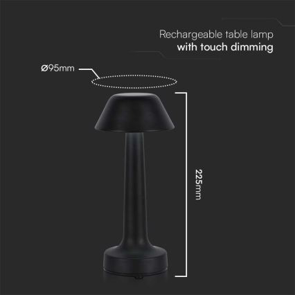 LED Prigušiva punjiva dodirna stona lampa LED/1W/5V 3000-6000K 1800 mAh crno