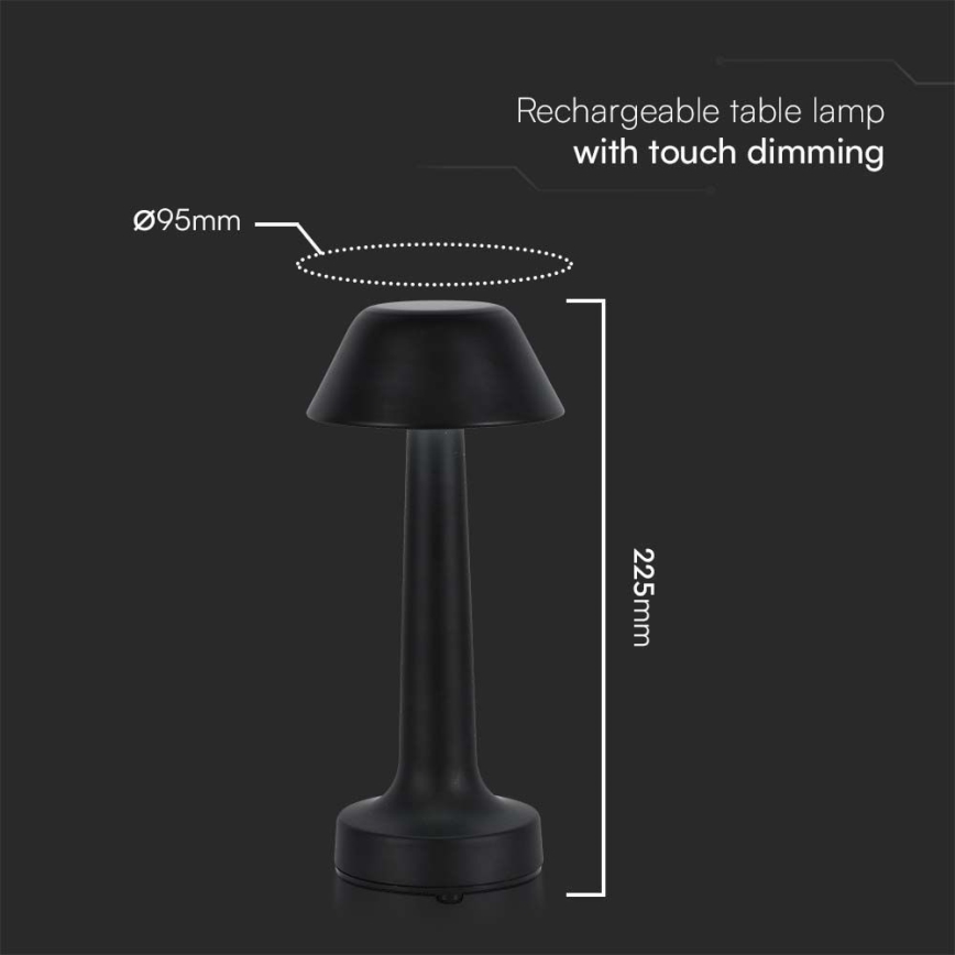 LED Prigušiva punjiva dodirna stona lampa LED/1W/5V 3000-6000K 1800 mAh crno
