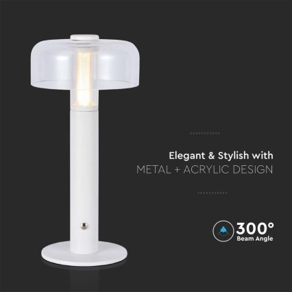 LED Prigušiva punjiva stona lampa na dodir LED/1W/5V 3000K 1800 mAh bela