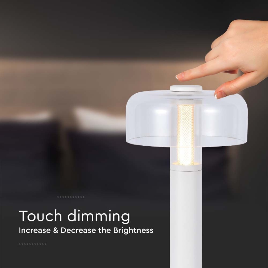 LED Prigušiva punjiva stona lampa na dodir LED/1W/5V 3000K 1800 mAh bela