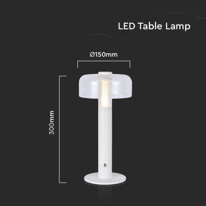LED Prigušiva punjiva stona lampa na dodir LED/1W/5V 3000K 1800 mAh bela