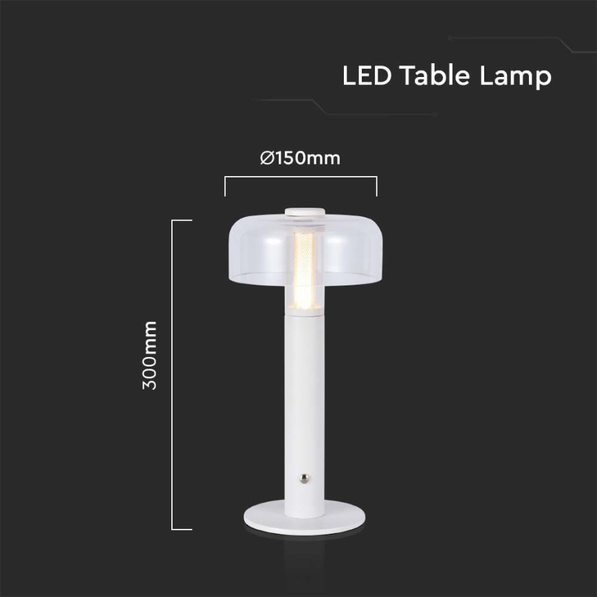 LED Prigušiva punjiva stona lampa na dodir LED/1W/5V 3000K 1800 mAh bela