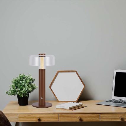 LED Prigušiva punjiva stona lampa na dodir LED/1W/5V 3000K 1800 mAh braon