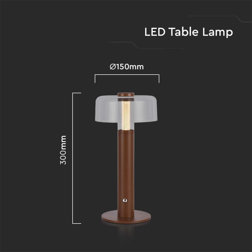 LED Prigušiva punjiva stona lampa na dodir LED/1W/5V 3000K 1800 mAh braon