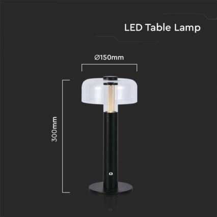 LED Prigušiva punjiva stona lampa na dodir LED/1W/5V 3000K 1800 mAh crno